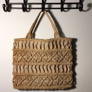 Vintage straw/grass macrame handbag